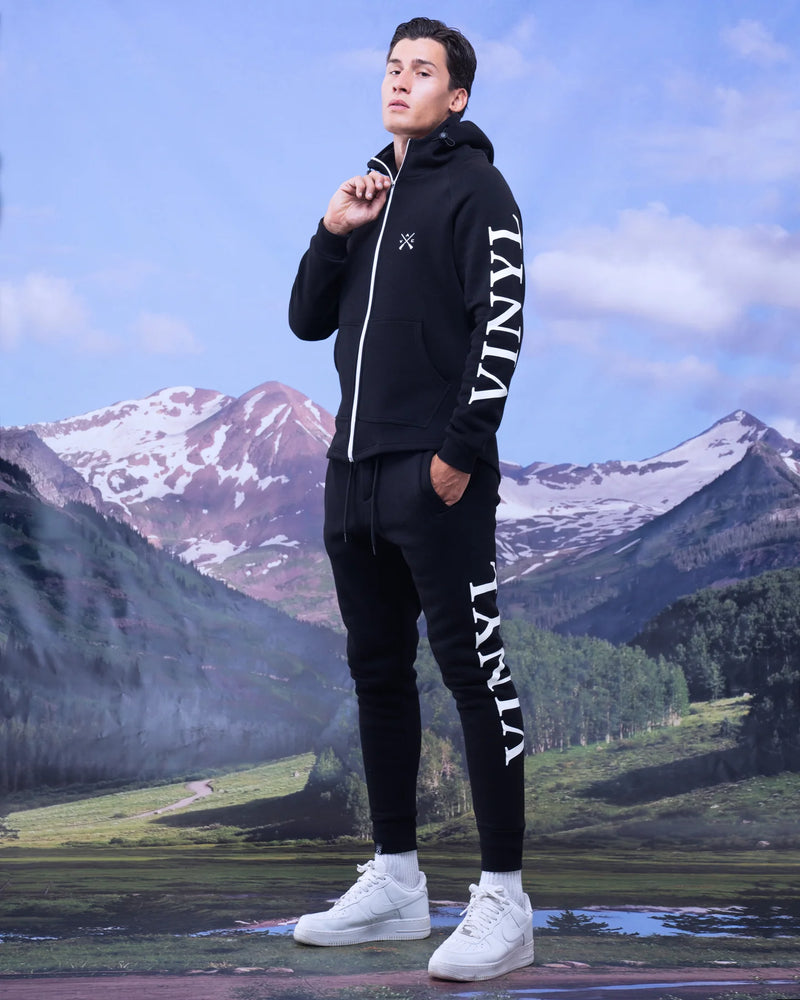 Ανδρική Ζακέτα Vinyl art clothing - 73524-01 - logo print full-zip μαύρο