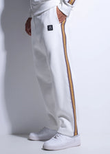 Ανδρική φόρμα Vinyl art clothing - 03270-02 - regular fit striped tape pants sweatpant λευκό