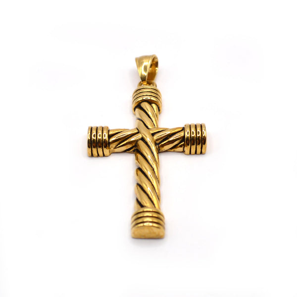 Κρεμαστό από ανοξείδωτο ατσάλι Gang - GNG307 - cross pendant χρυσό