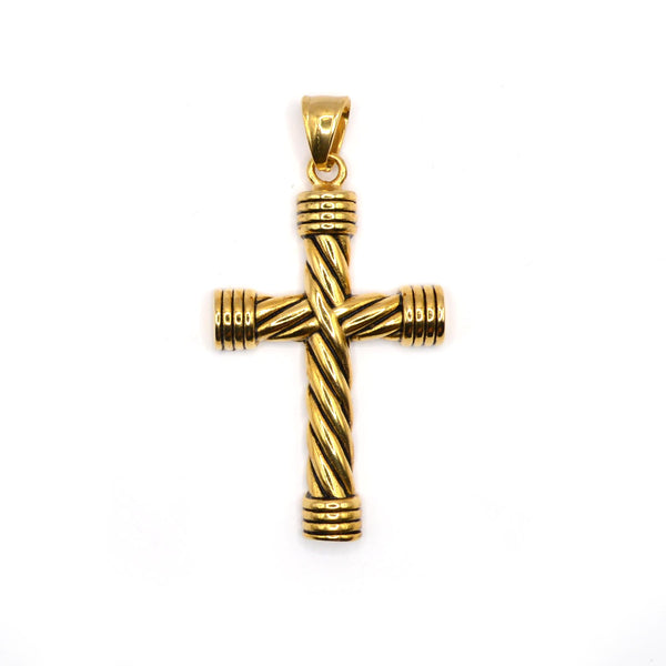Κρεμαστό από ανοξείδωτο ατσάλι Gang - GNG307 - cross pendant χρυσό