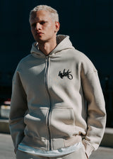Ανδρική ζακέτα φούτερ με κουκούλα Two Brothers clothing -BF25910-basic logo zip-up hoodie -beige