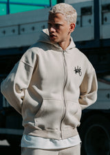 Ανδρική ζακέτα φούτερ με κουκούλα Two Brothers clothing -BF25910-basic logo zip-up hoodie -beige