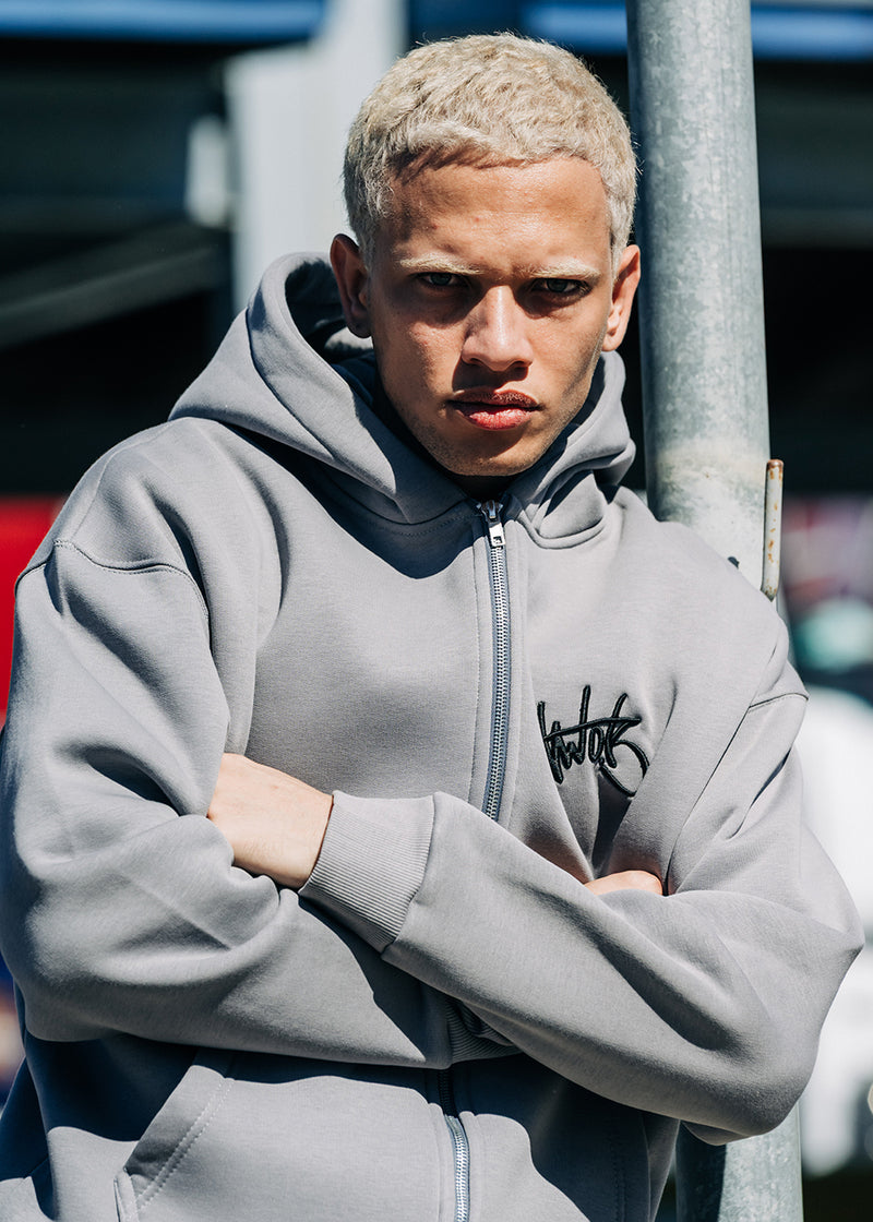 Ανδρική ζακέτα φούτερ με κουκούλα Two Brothers clothing -BF25910-basic logo zip-up hoodie -ice