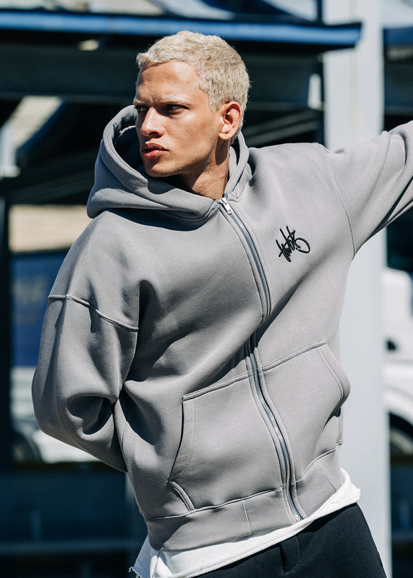 Ανδρική ζακέτα φούτερ με κουκούλα Two Brothers clothing -BF25910-basic logo zip-up hoodie -ice