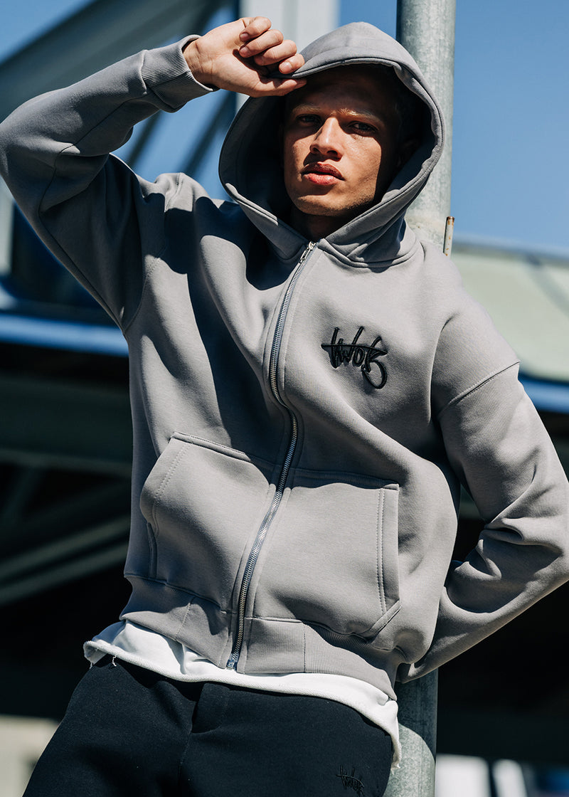 Ανδρική ζακέτα φούτερ με κουκούλα Two Brothers clothing -BF25910-basic logo zip-up hoodie -ice