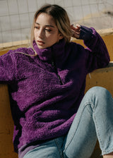 Ανδρική φούτερ με κολάρο New wave clothing - 232-39 - half zip sherpa design μωβ