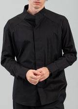 Ανδρικό μακρυμάνικο πουκάμισο μαο - VITTORIO - 800-24-1002 - mao shirt box feet μαύρο