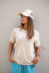 Vinyl art clothing - 10476-77-W - graffiti logo t-shirt - beige