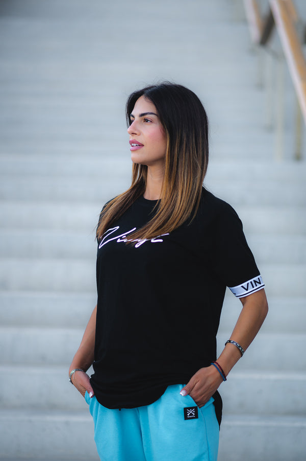 Vinyl art clothing - 23805-01-W - tape cuff signature t-shirt - black