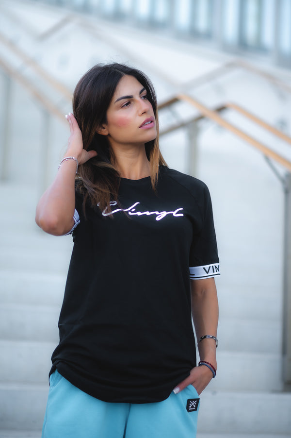 Vinyl art clothing - 23805-01-W - tape cuff signature t-shirt - black