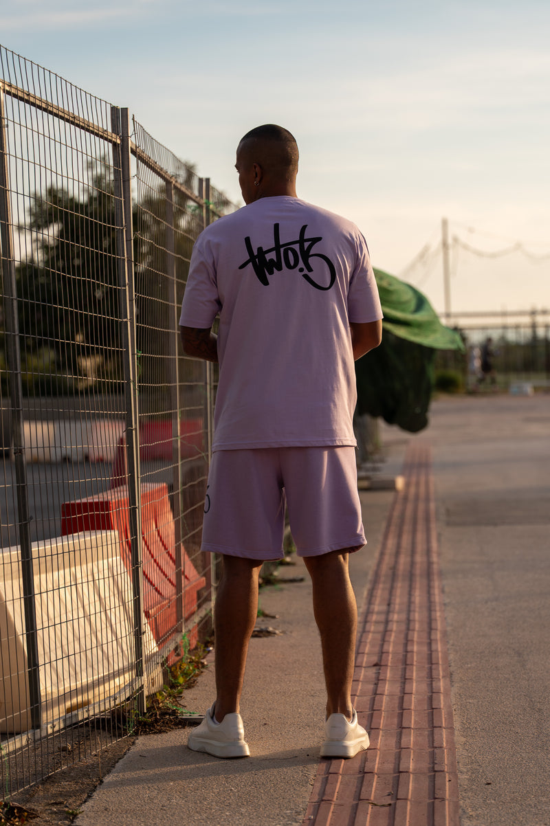 Ανδρική κοντομάνικη μπλούζα Two Brothers -BT-25800 - graffiti sign ovesized λιλά