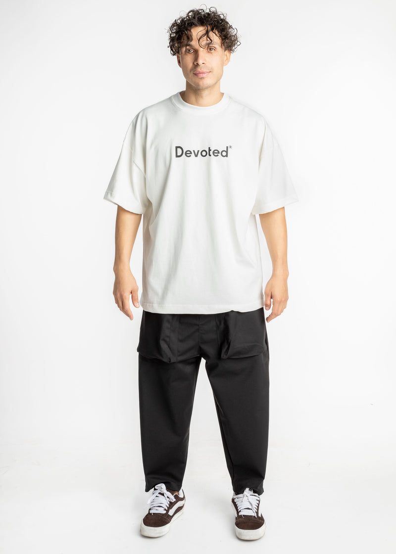 Ανδρικό μπλουζάκι Devoted - DCT-LOGO - logo t-shirt oversized λευκό