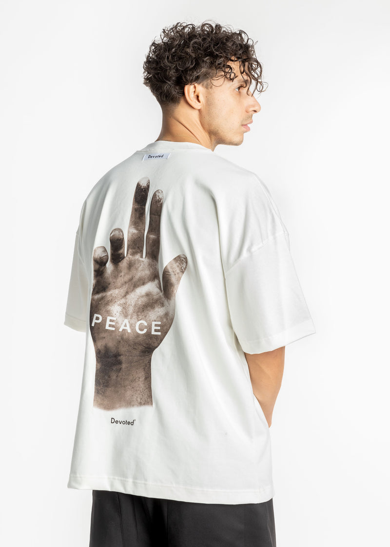 Ανδρικό μπλουζάκι Devoted - DCT-PEACE - peace t-shirt oversized λευκό