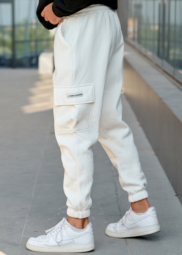 Ανδρική φόρμα Tony couper - F26/3 - ecru cargo long patch logo