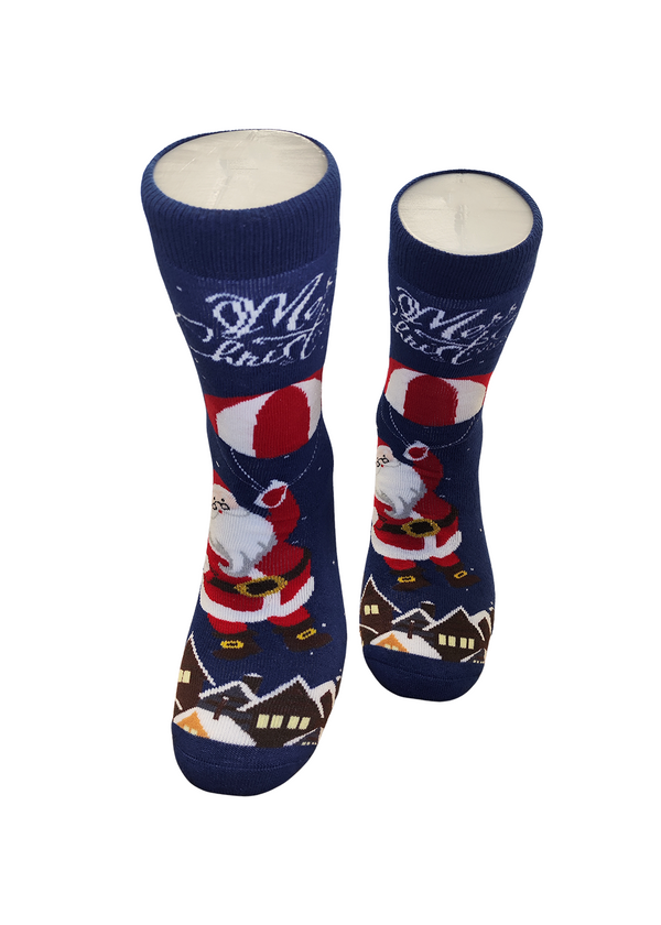 Χριστουγεννιάτικες κάλτσες V-tex - floating santa socks - μπλε