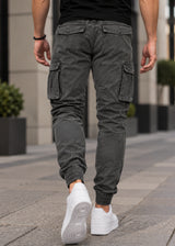 GUF CLOTHING - Ανδρικό cargo παντελόνι regular fit - Γκρι FS002