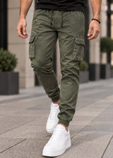 GUF CLOTHING - Ανδρικό cargo παντελόνι regular fit - Χακί FS002