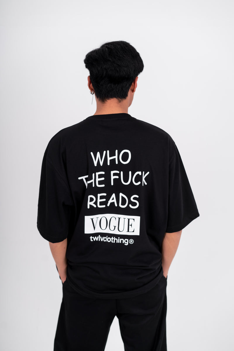 Twelve clothing “who the f**k reads vogue oversized tee - black