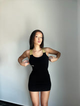 Φόρεμα με λάστιχο Vinyl art clothing - 41920-01 - polyester regular fit μαύρο