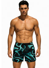 MED Ανδρικό μαγιό βερμούδα μαύρο-μέντα Moby Shorts G26200353-174