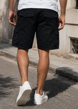GUF CLOTHING Ανδρική βερμούδα υφασμάτινη κάργκο - Μαύρη G8303L