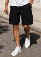 GUF CLOTHING Ανδρική βερμούδα υφασμάτινη κάργκο - Μαύρη G8303L
