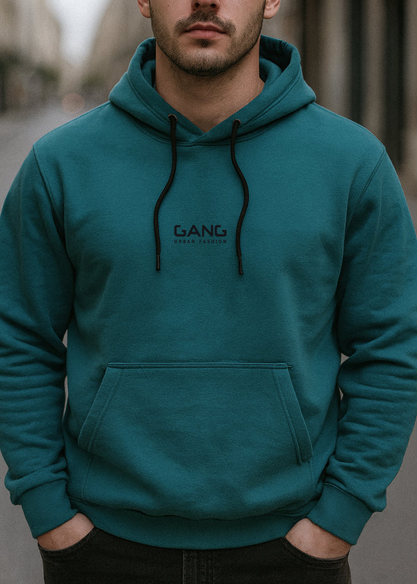 Ανδρικό φούτερ με κουκούλα GANG - GH25-400 -petrol hoodie