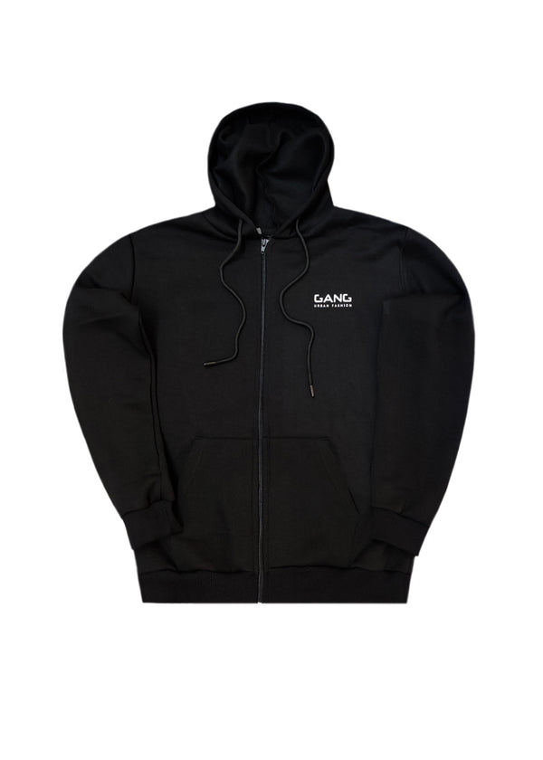 Ανδρική ζακέτα φούτερ GANG - GJ25-200-BLACK - basic logo zip-up hoodie -μαύρο