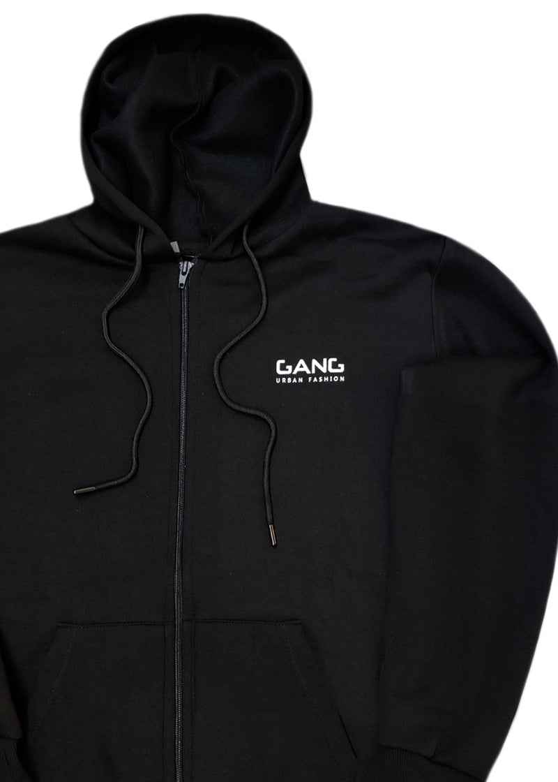 Ανδρική ζακέτα φούτερ GANG - GJ25-200-BLACK - basic logo zip-up hoodie -μαύρο