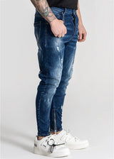 Ανδρικό παντελόνι τζιν Gianni Kavanagh - GKM006225 - distressed zip jeans σκούρο μπλε