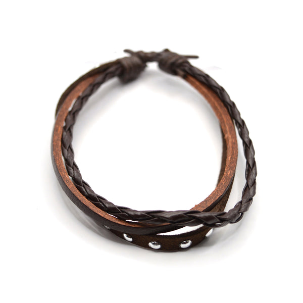 Gang - GNG003 - high quality dermatine bracelet with metallic detail - brown