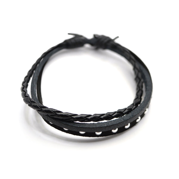 Gang - GNG004 - high quality dermatine bracelet with metallic detail - black