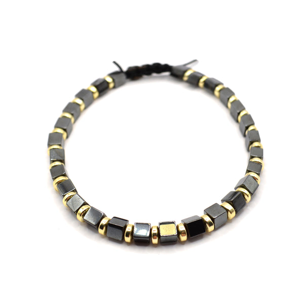 Gang - GNG009 - high quality black steel bracelet with gold details - black