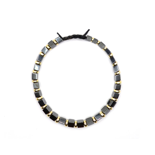 Gang - GNG009 - high quality black steel bracelet with gold details - black