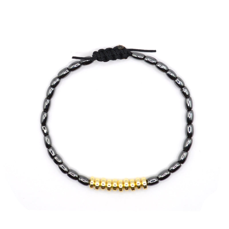 Gang - GNG011 - high quality black steel bracelet with gold details - black