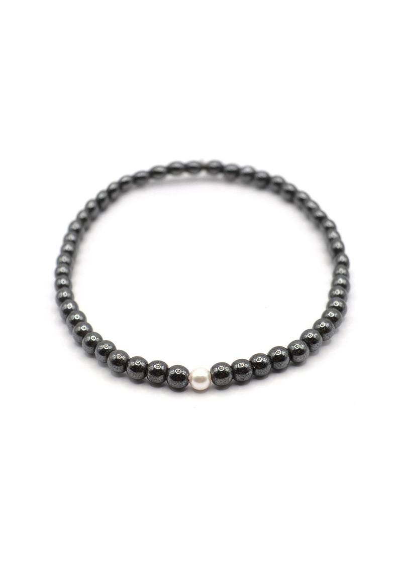 GUF - GNG013 - high quality black steel bracelet with pearl - black