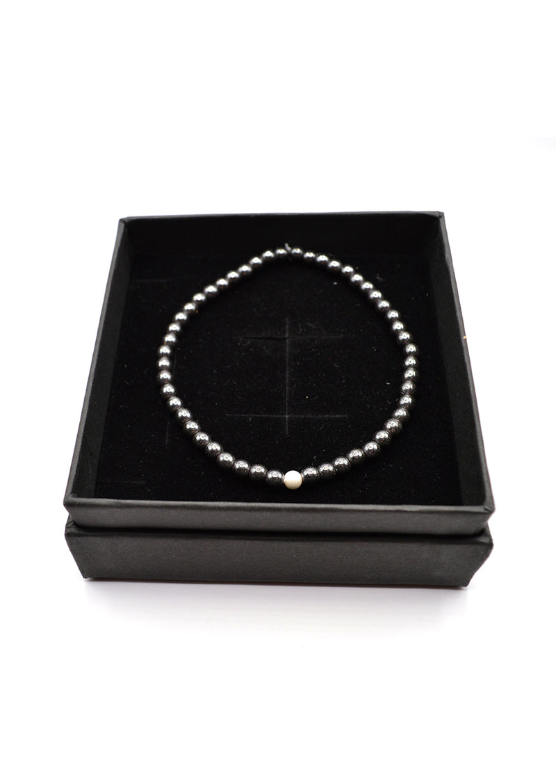 GUF - GNG013 - high quality black steel bracelet with pearl - black