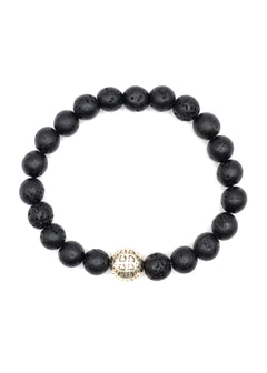 GUF CLOTHING - Βραχιόλι μαύρο Siver Sphere - GNG0221