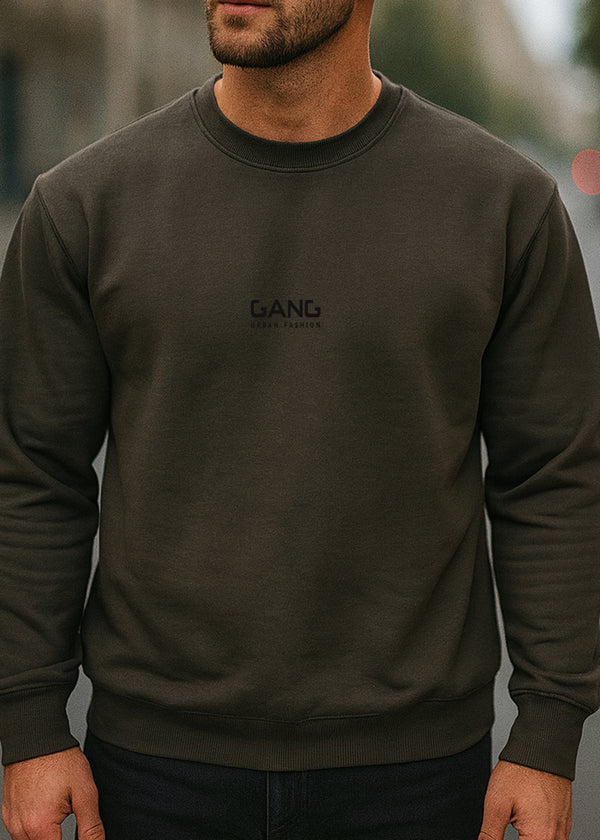 Ανδρικό μακρυμάνικο φούτερ GANG - GS25-500-Dark Brown regular fit