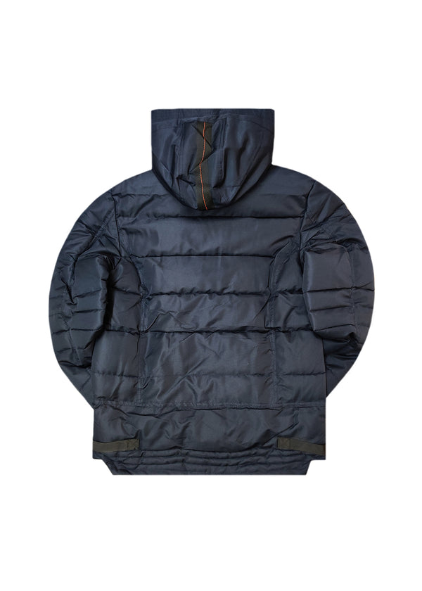 Ανδρικό μπουφάν με κουκούλα GUF-22068-hooded puffer μπλε