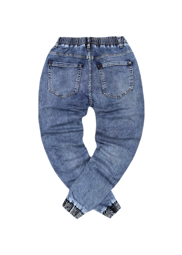 Ανδρικό παντελόνι τζιν με λάστιχο  GUF - SM516 - jeans regular fit  ντένιμ