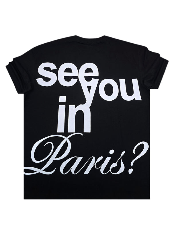 Κοντομάνικη μπλούζα GUF - Z-1215 - see you in Paris regular fit tee μαύρο