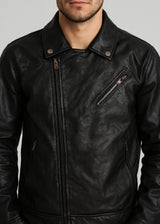 Ανδρικό ανοιξιάτικο μπουφάν GUF - H-220-B - leatherette μαύρο