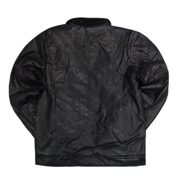 Ανδρική Ζακέτα Gang - H-220-B - leatherette μαύρο