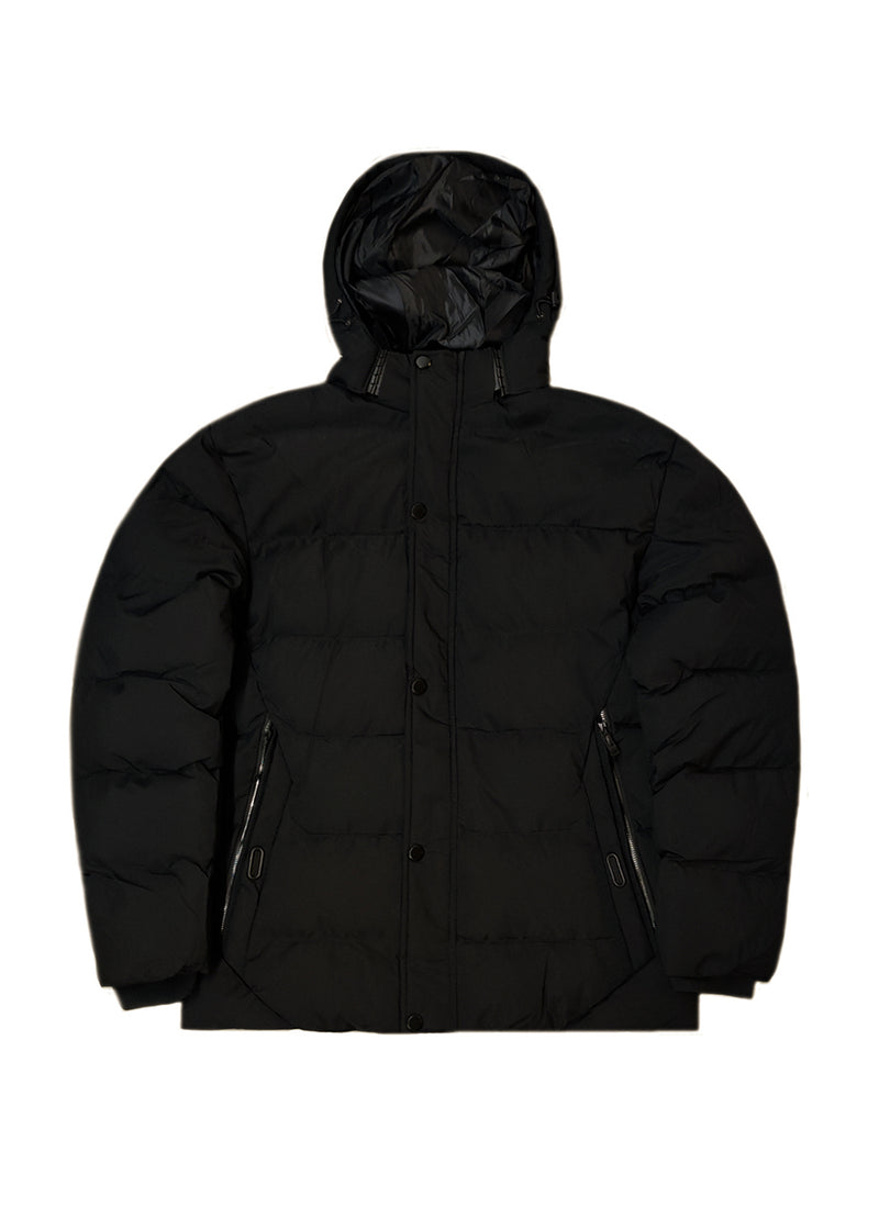 Ανδρικό μπουφάν με κουκούλα GUF-H275-1-puffer μαύρο