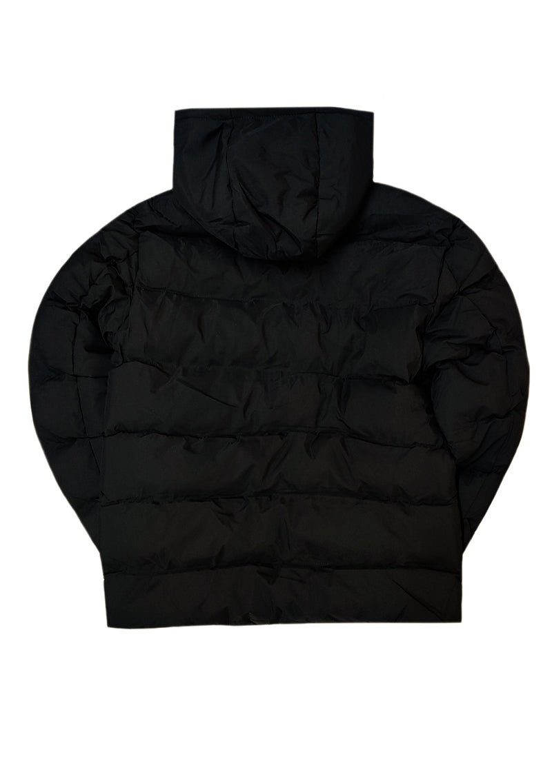 Ανδρικό μπουφάν με κουκούλα GUF-H275-1-puffer μαύρο