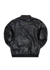 Ανδρικό μπουφάν με επένδυση GUF-H205B-U- leatherette μαύρο