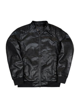 Ανδρικό μπουφάν με επένδυση GUF-H205B-U- leatherette μαύρο