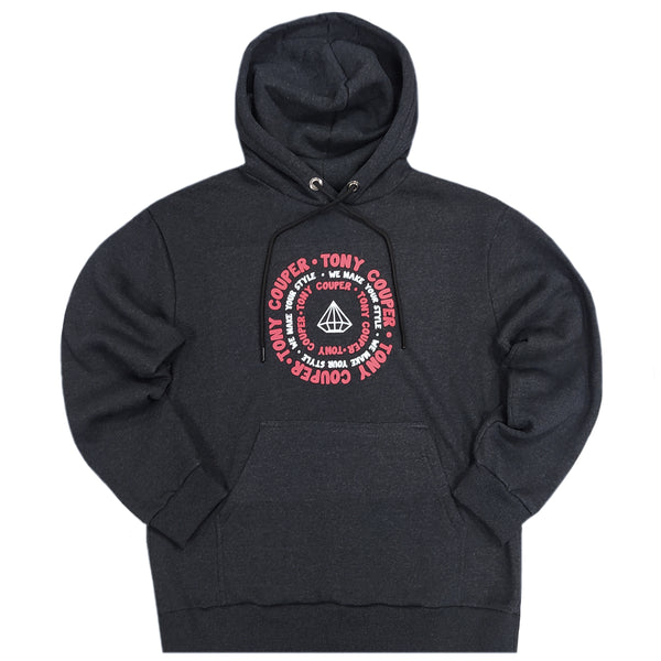 Tony couper - H23/10 - red cycle hoodie - dark grey