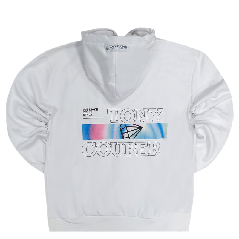 Tony couper - H23/16 - colorful line hoodie - white